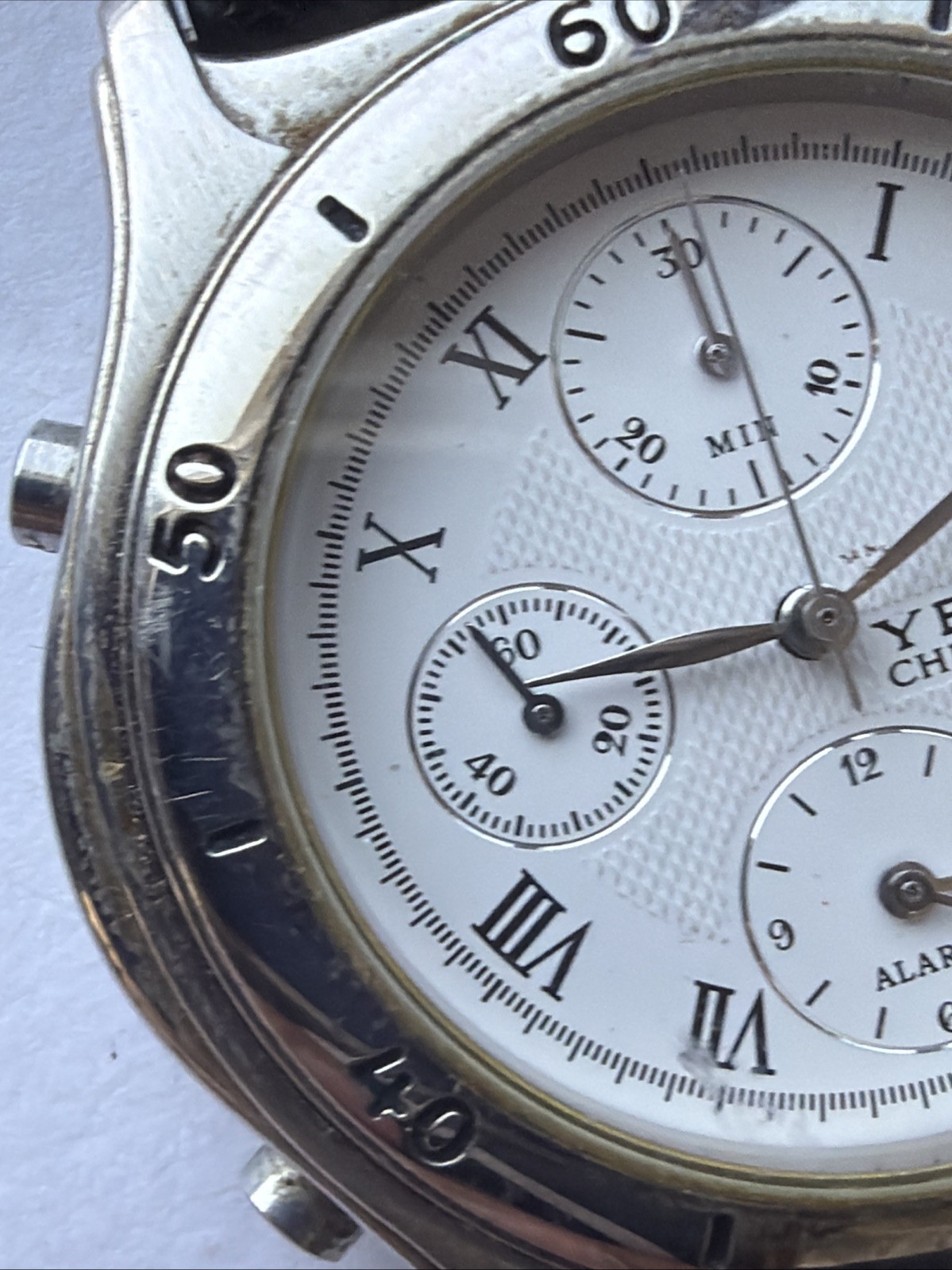 AX93 Yema Paris Chronograph Alarm 40mm Quartz Mens Watch Untested Sold As Is**