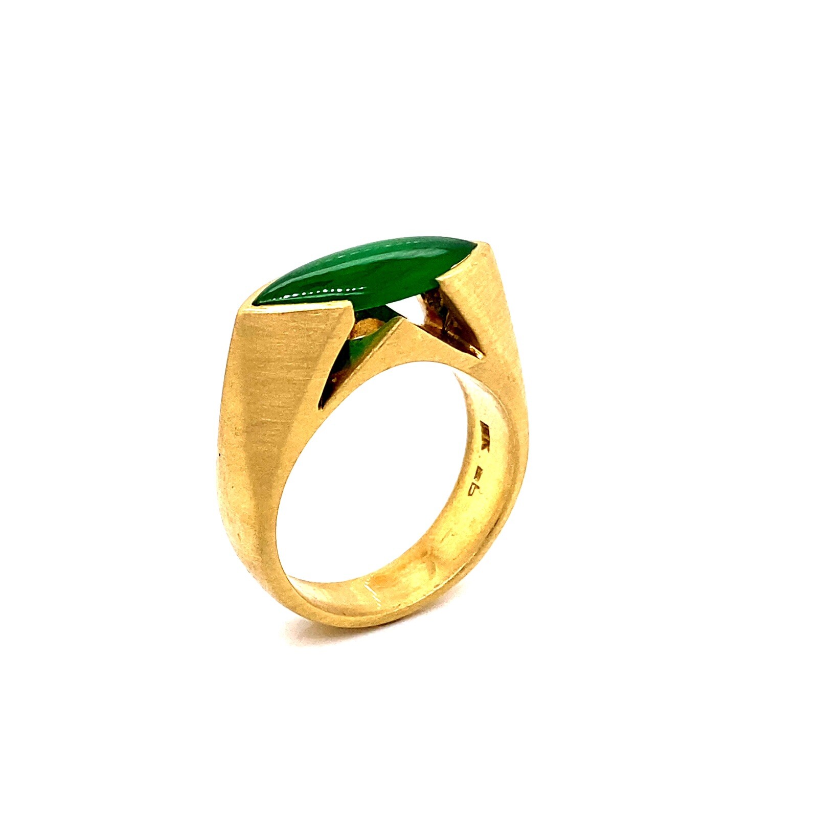 Fei Cui Green Jadeite Jade type A w/ GIA Report Marquise in 18ky Ring size 7.25