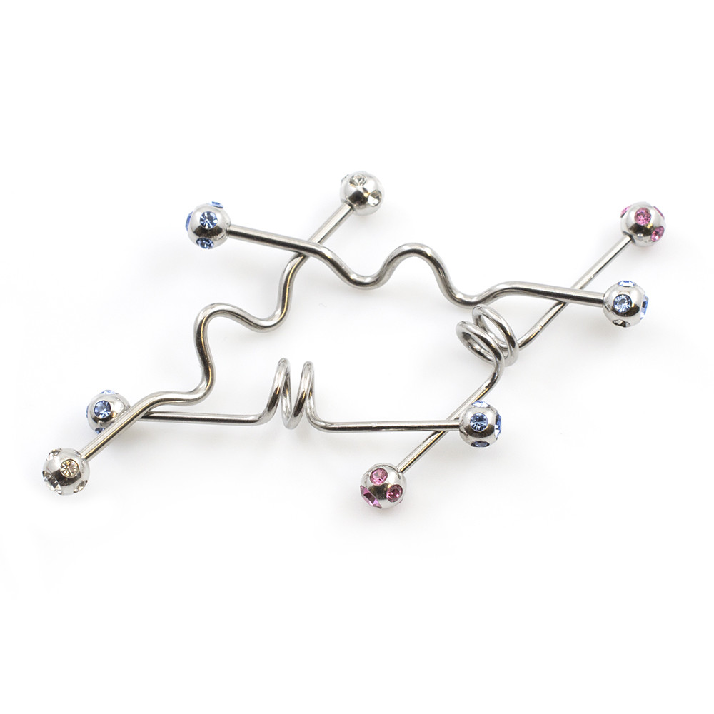 Value Package of 4 Industrial Barbells 14g and 16g Randomly Picked with Cz Gems