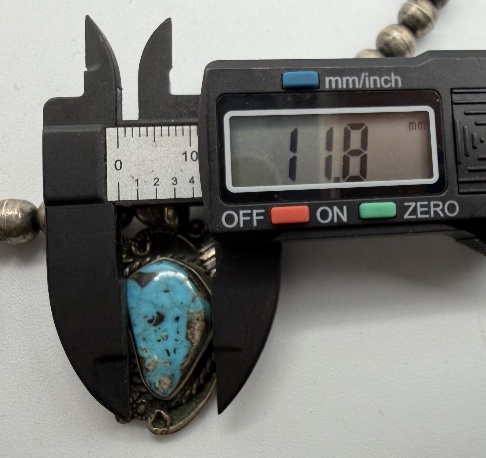 50g Vintage Navajo Persian Turquoise Sterling Silver Pendant Ball Beads Necklace
