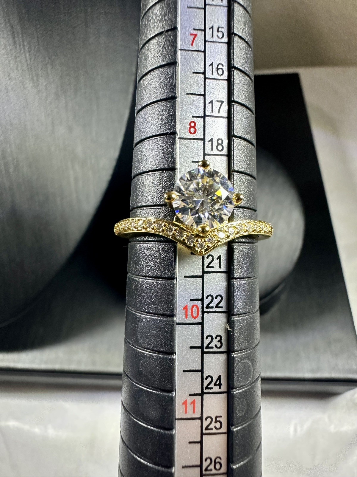 1.5 Carat Round Moissanite Engagement Ring 18k Plated Sterling Silver 925 Sz. 9
