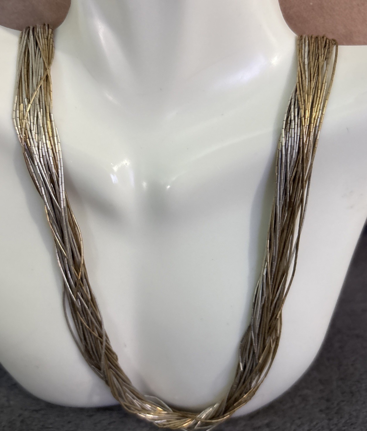 vintage Liquid Silver Necklace 925 Multi Strand Artisan Signed 23g 18”