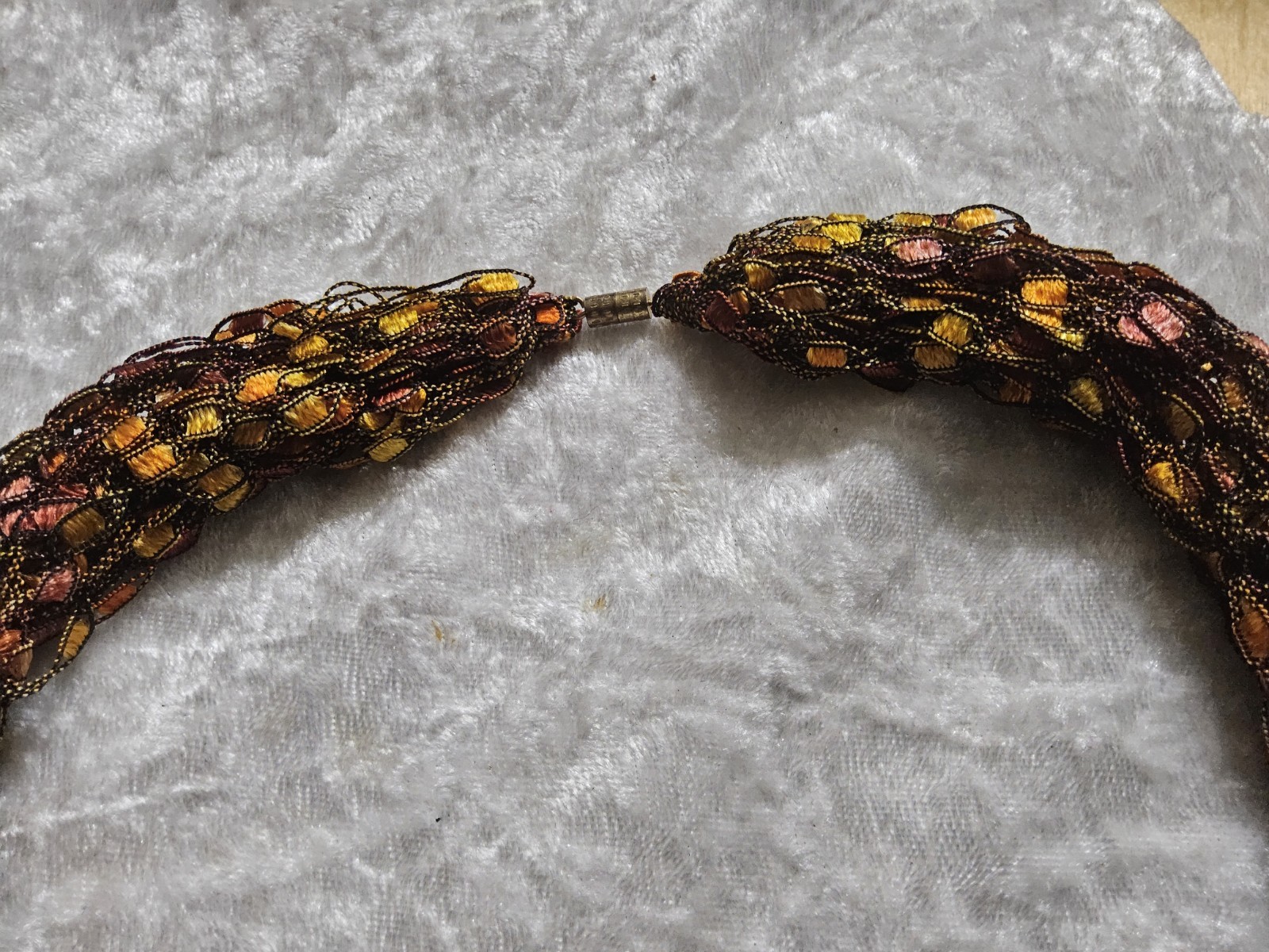 Copper Gold Crochet Necklace Pendant & Earrings