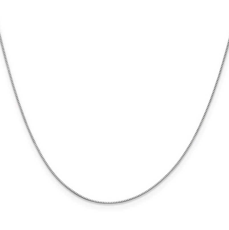 0.50mm 14K White Gold Box Chain Necklace 16″ 18″ 20″ 22″ 24″ or 30″