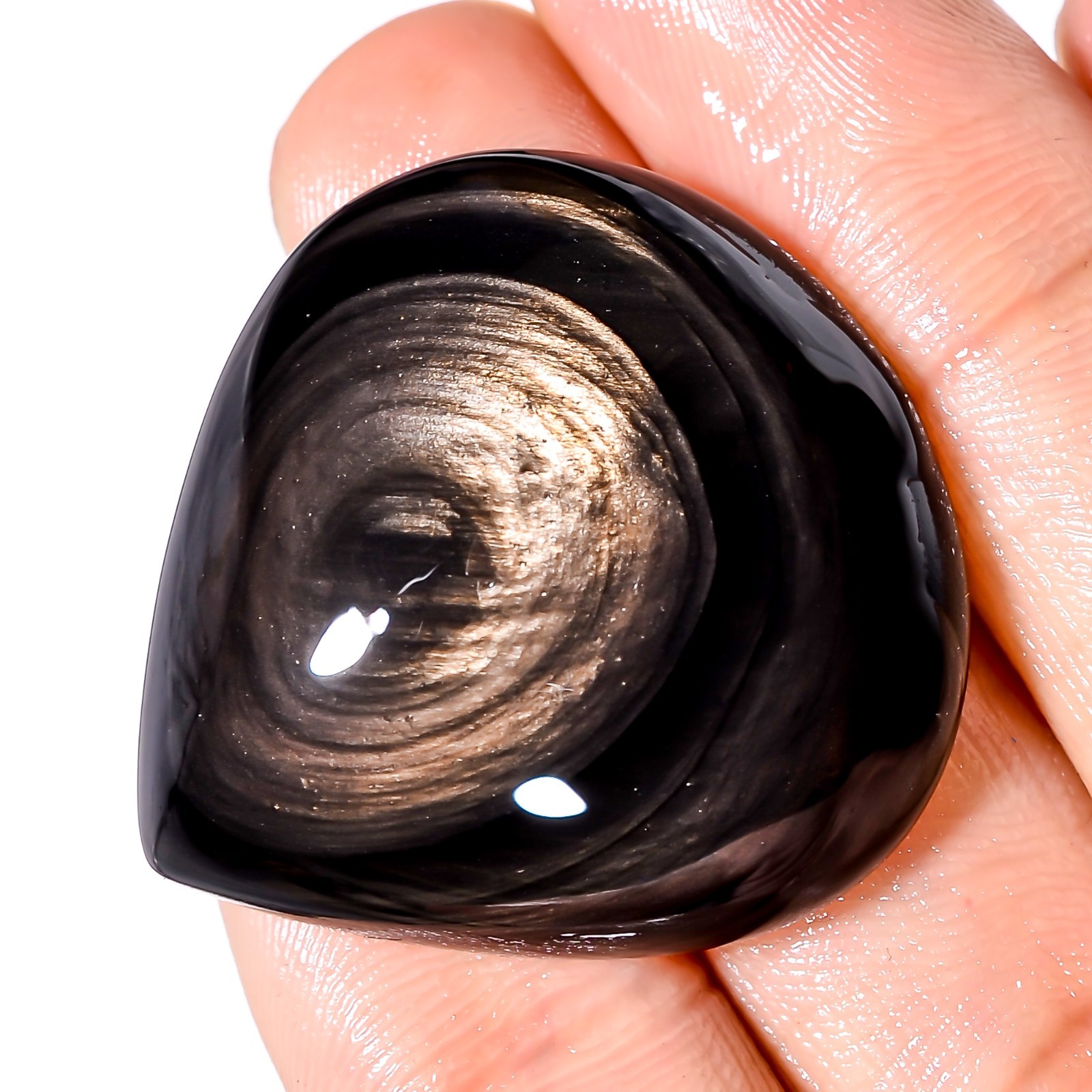 A+ 100% Natural Rainbow Obsidian Pear Cabochon Rare Gemstone 48.60 Ct 30X31X8mm