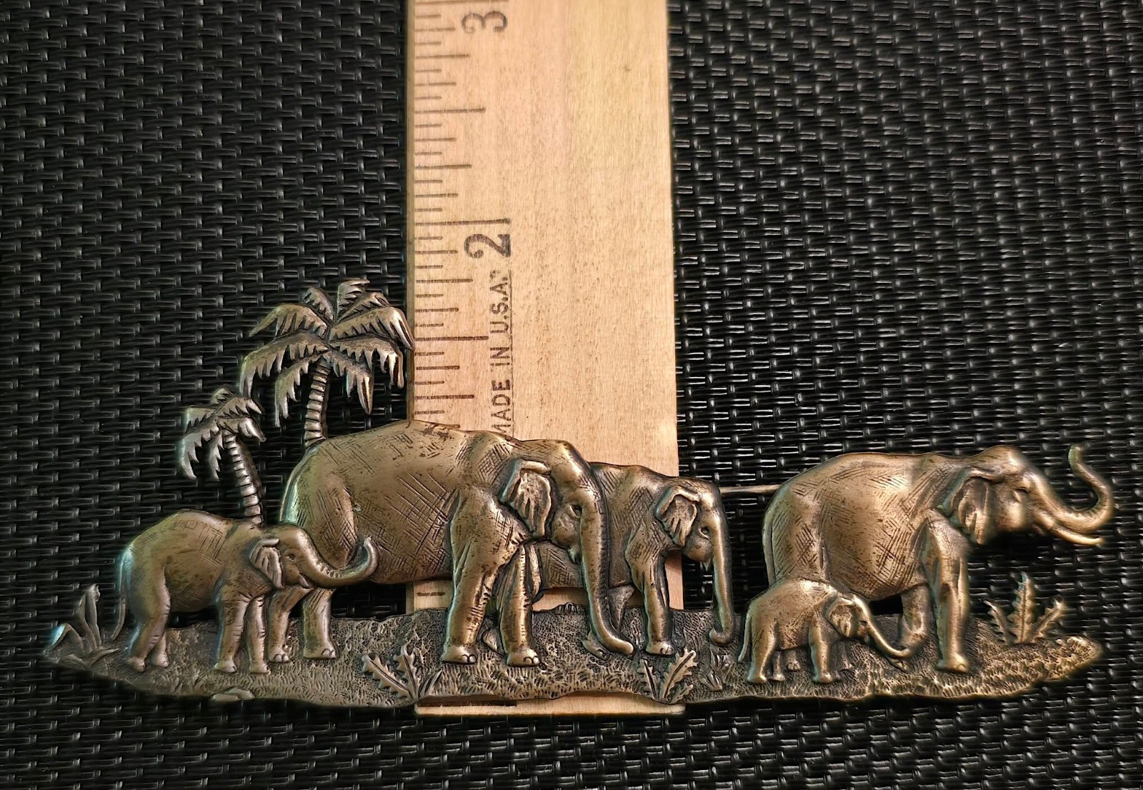 JJ Jonette ELEPHANT FAMILY WALK Pins Brooches – Silvertone & Bronze – Set of TWO