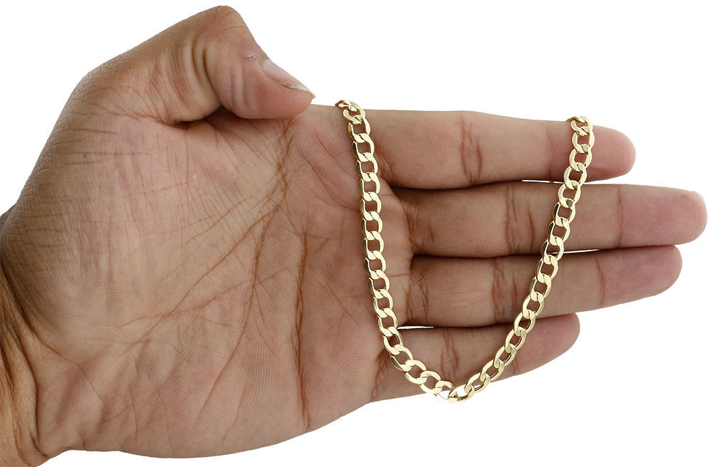 10K Yellow Gold 6.50mm Hollow Plain Cuban Curb Link Chain Necklace 16-30 Inches