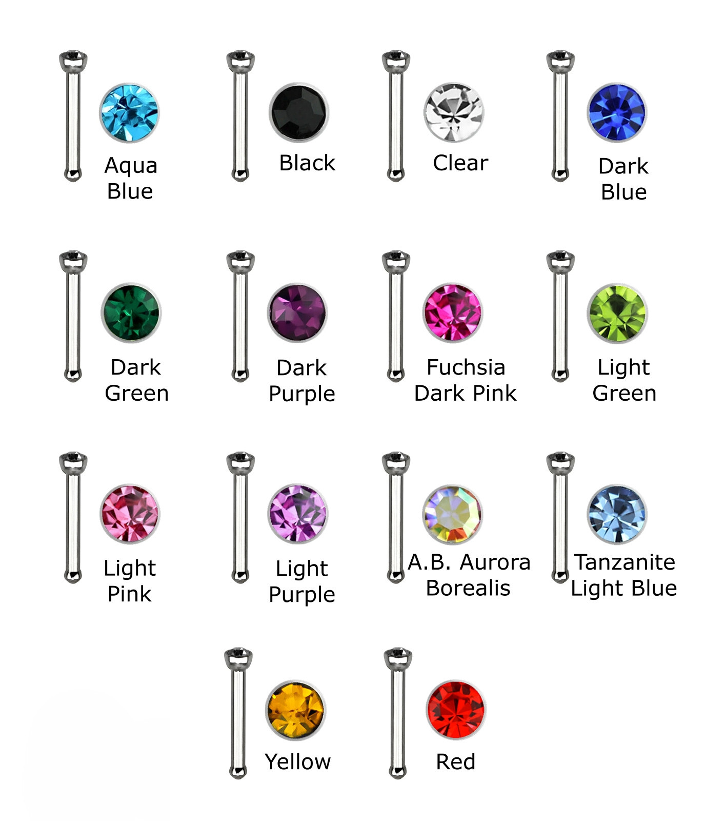20G AB AURORA BOREALIS NOSE BONE 316L Surgical Stainless Stud Ring Piercing 1372