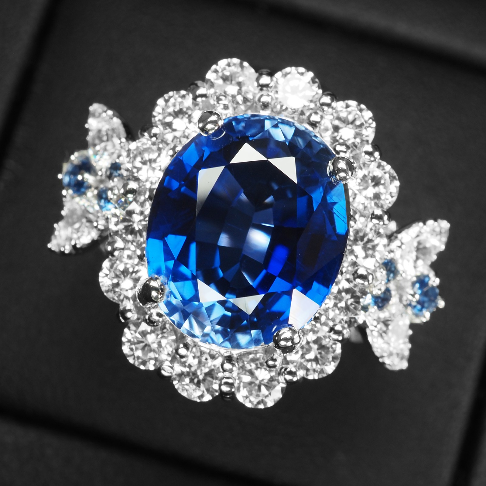 ROYAL BLUE SAPPHIRE OVAL 10.20CT 925 STERLING SILVER WHITE GOLD RINGS SIZE 7