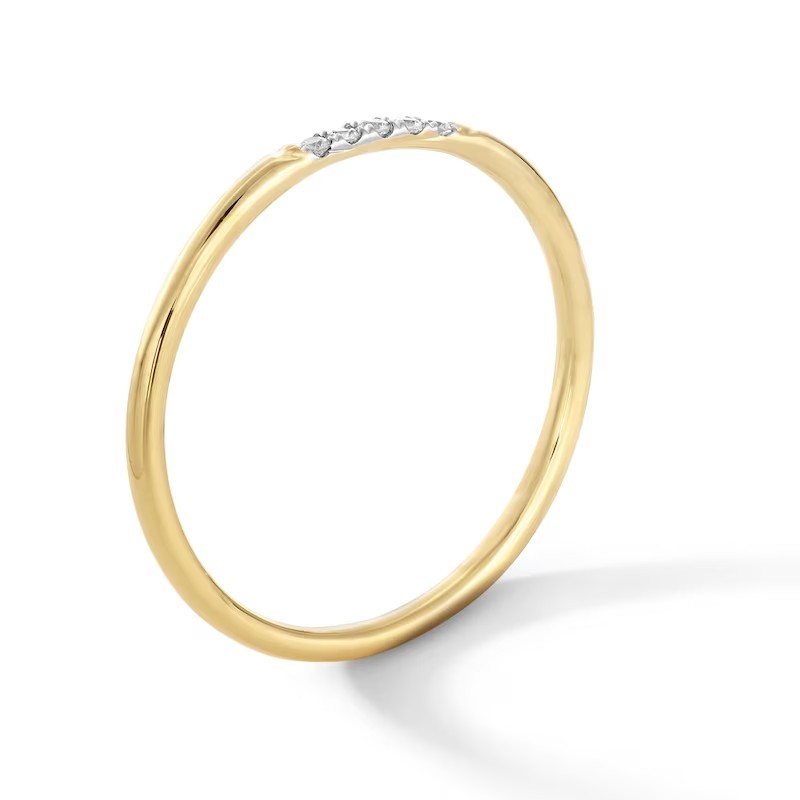 14k Solid Yellow Gold Natural Diamond Simple Band Ring Anniversary Gift Jewelry