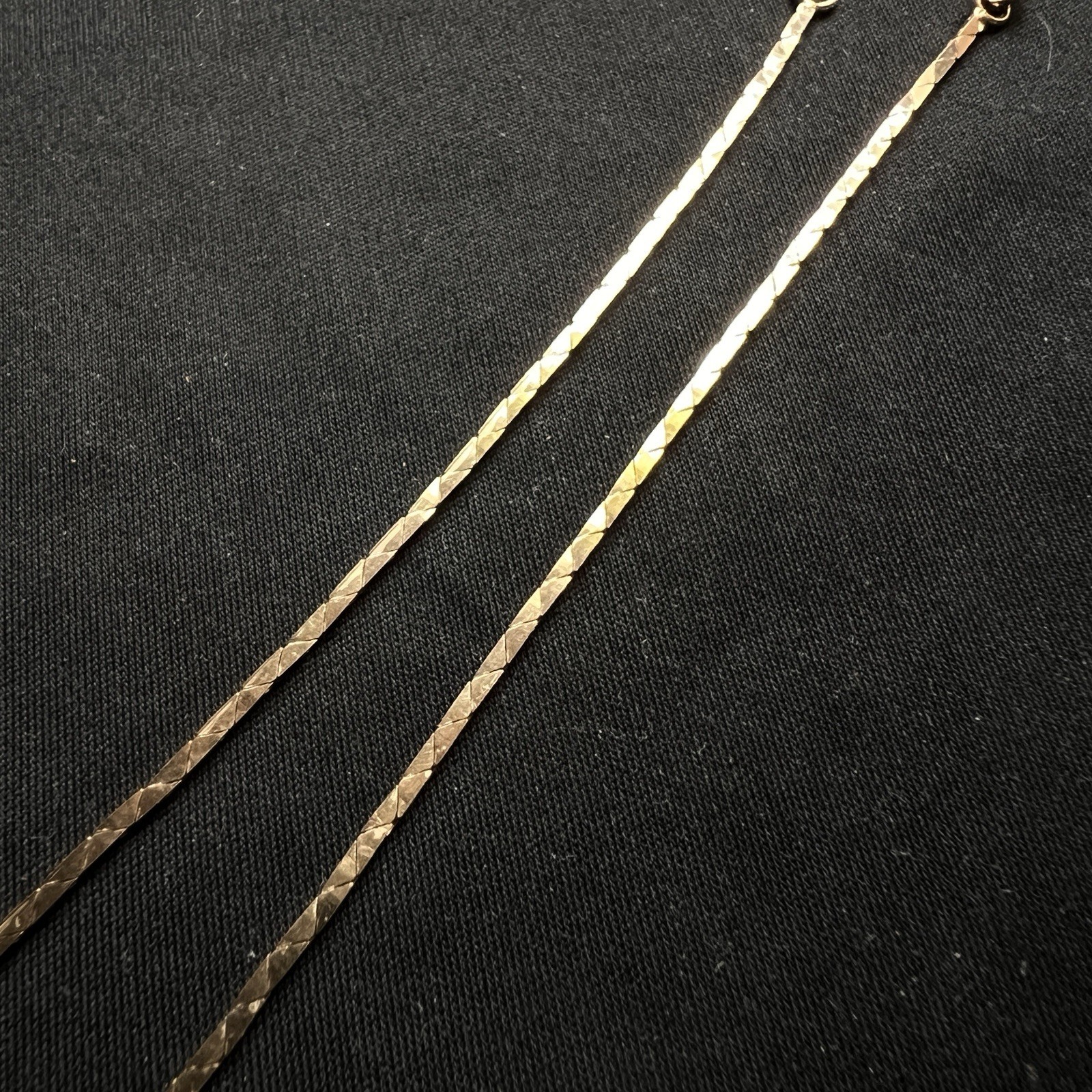 14K Solid Yellow Gold Diamond Cut Flat Link Necklace 16” 7.1g Italy