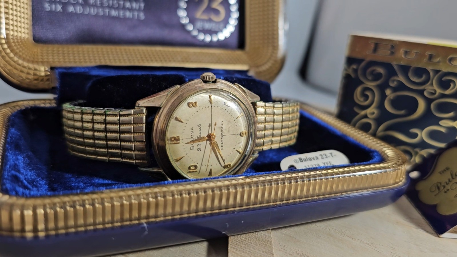 1956 Vintage Bulova 23-T 23 Jewel Self Winding Watch NOS Original Box Papers
