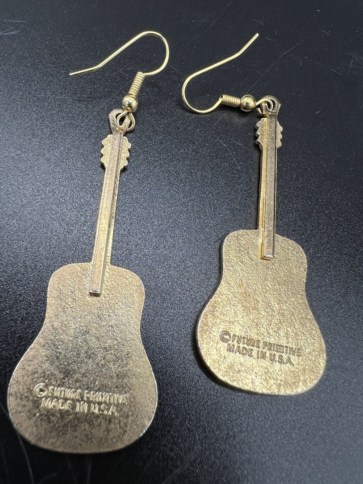 Future Primitive Cloisonne Martin Acoustic Guitar Earrings Rare!