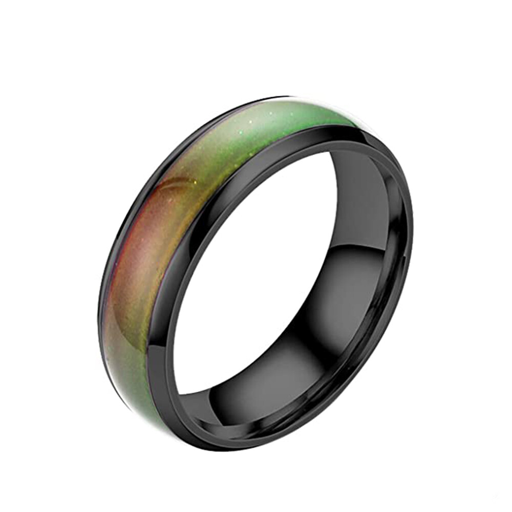 Stainless Steel Temperature Color Changing Wedding Band Mood Ring for Women Men