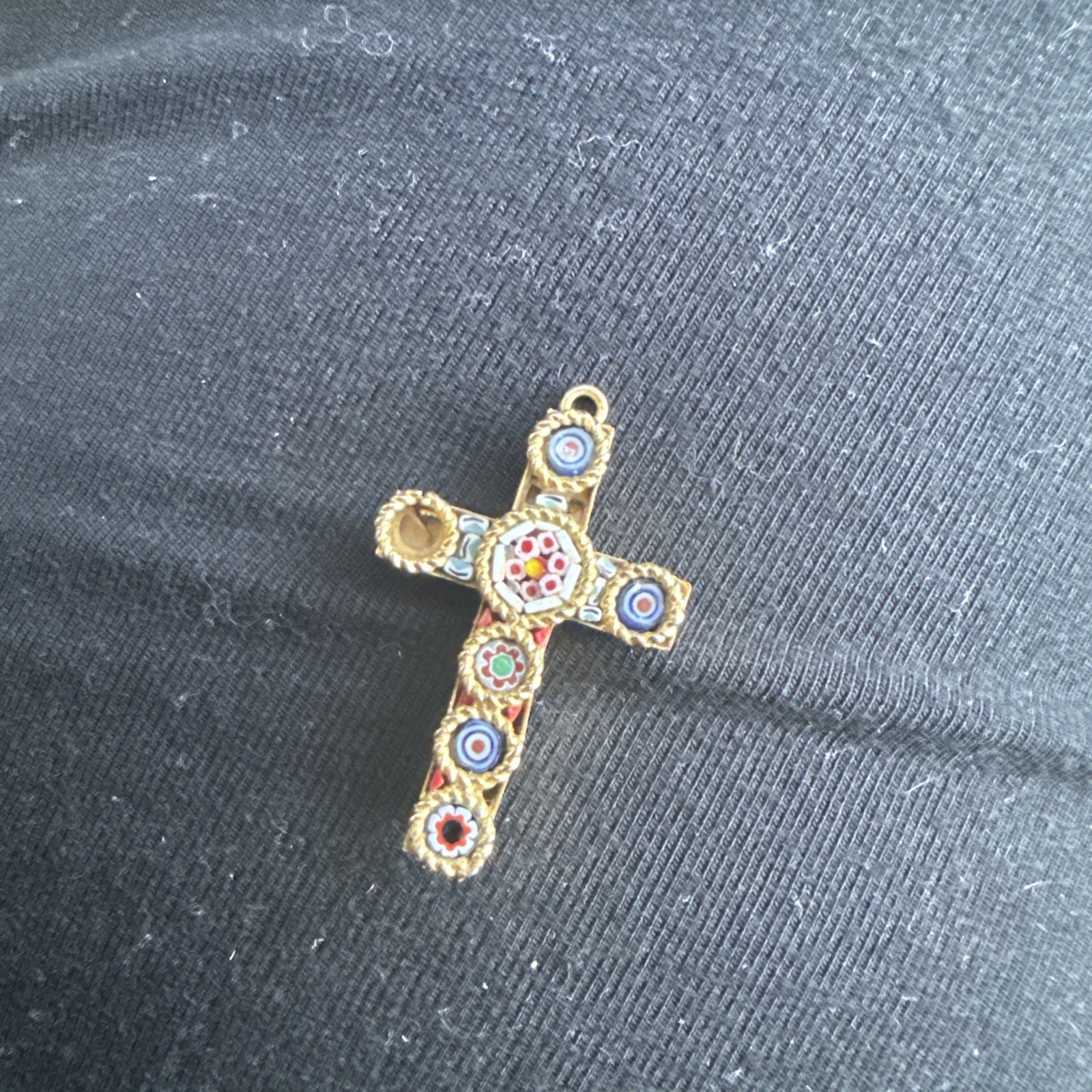 Authentic made in italy Glass Italian Millefiori Mosaic Cross Charm