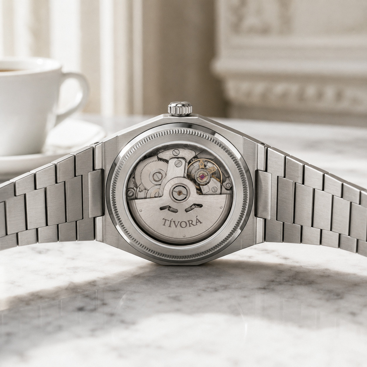 TÍVORÁ Échelon Argent Steel Yellow Dial – Custom Branded Automatic Watch
