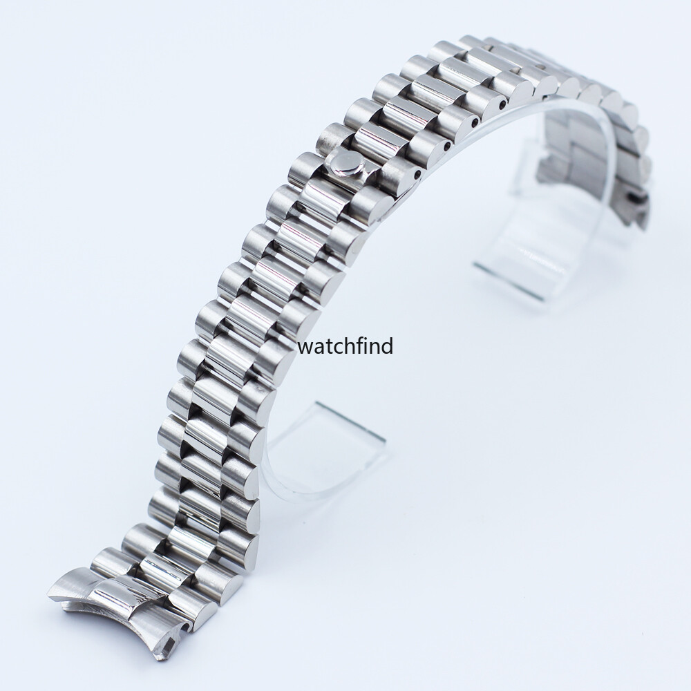 Solid Curved Screw Links Stainless Watch Band Bracelet Strap Clasp 13 17 20 21MM