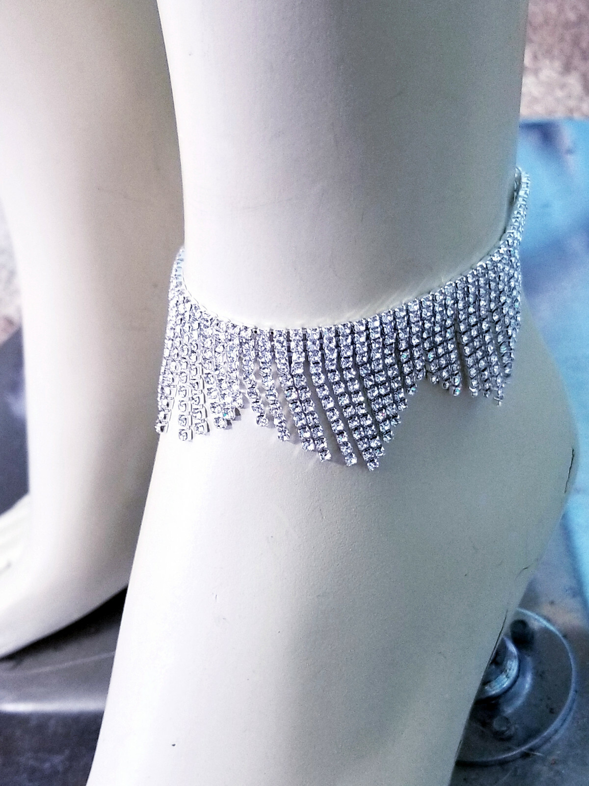Rhinestone Anklet Bracelet Austrian Crystal Stage Beach Body Jewelry Silver 1x