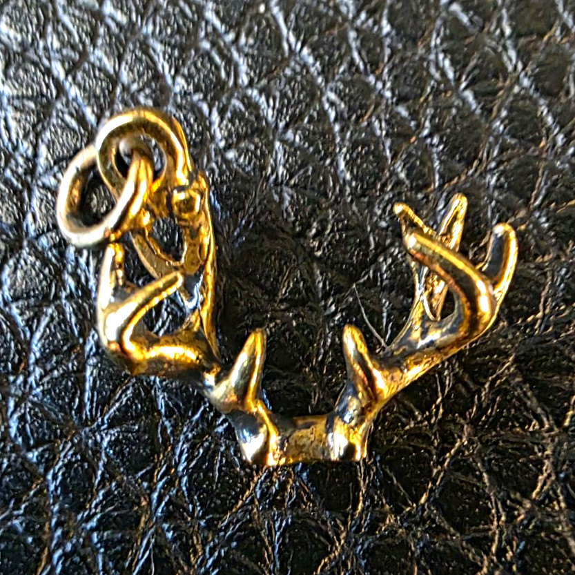 Vintage Antler Charm Kinney Gold Tone Deer Elk Rack Hunting Stag Horns Pendant