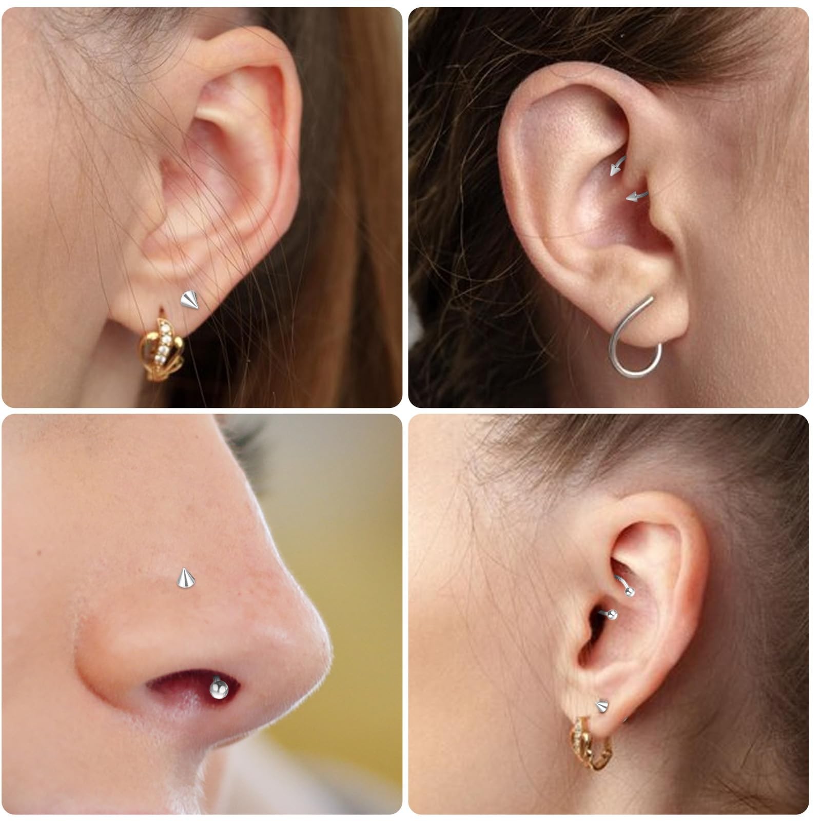 Gjinxi Lip Piercing Jewelry 32PCS 16G Lip Rings Surgical Steel Labret Jewelry…