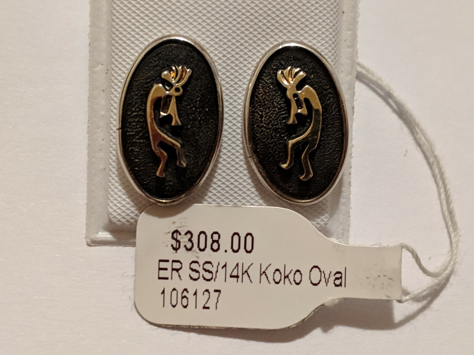 JC CASE & CO KOKOPELLI STUD EARRINGS STERLING SILVER 14K GOLD SIGNED $308 PRICE