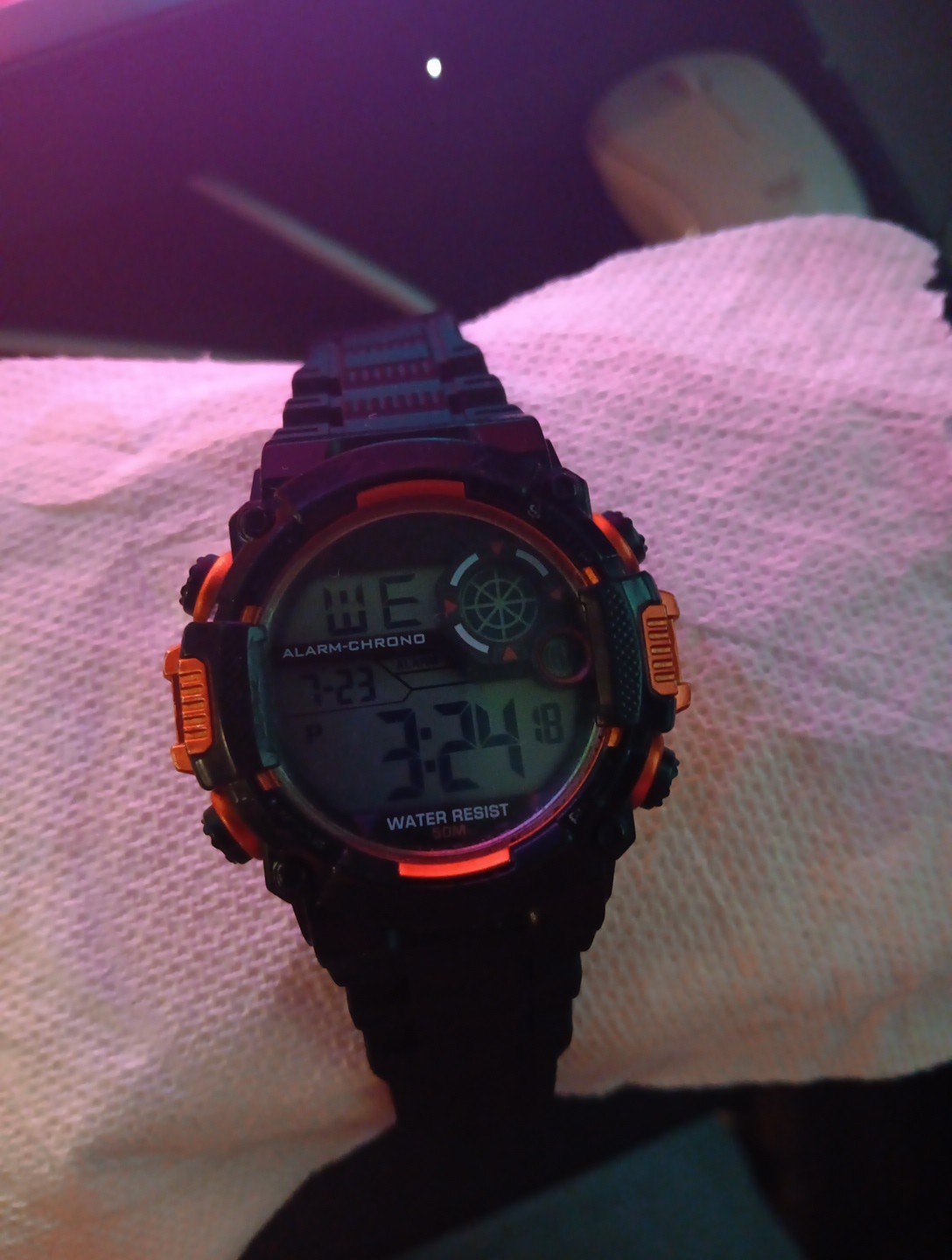 Men’s Sport Watch 5 Bar Solar Lithium WR 50M Digital Black Water Resistant
