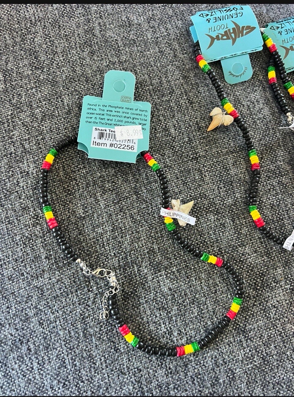 Lot Of 8 Shark teeth necklace Jamaica rasta Tooth Genuine Fósil