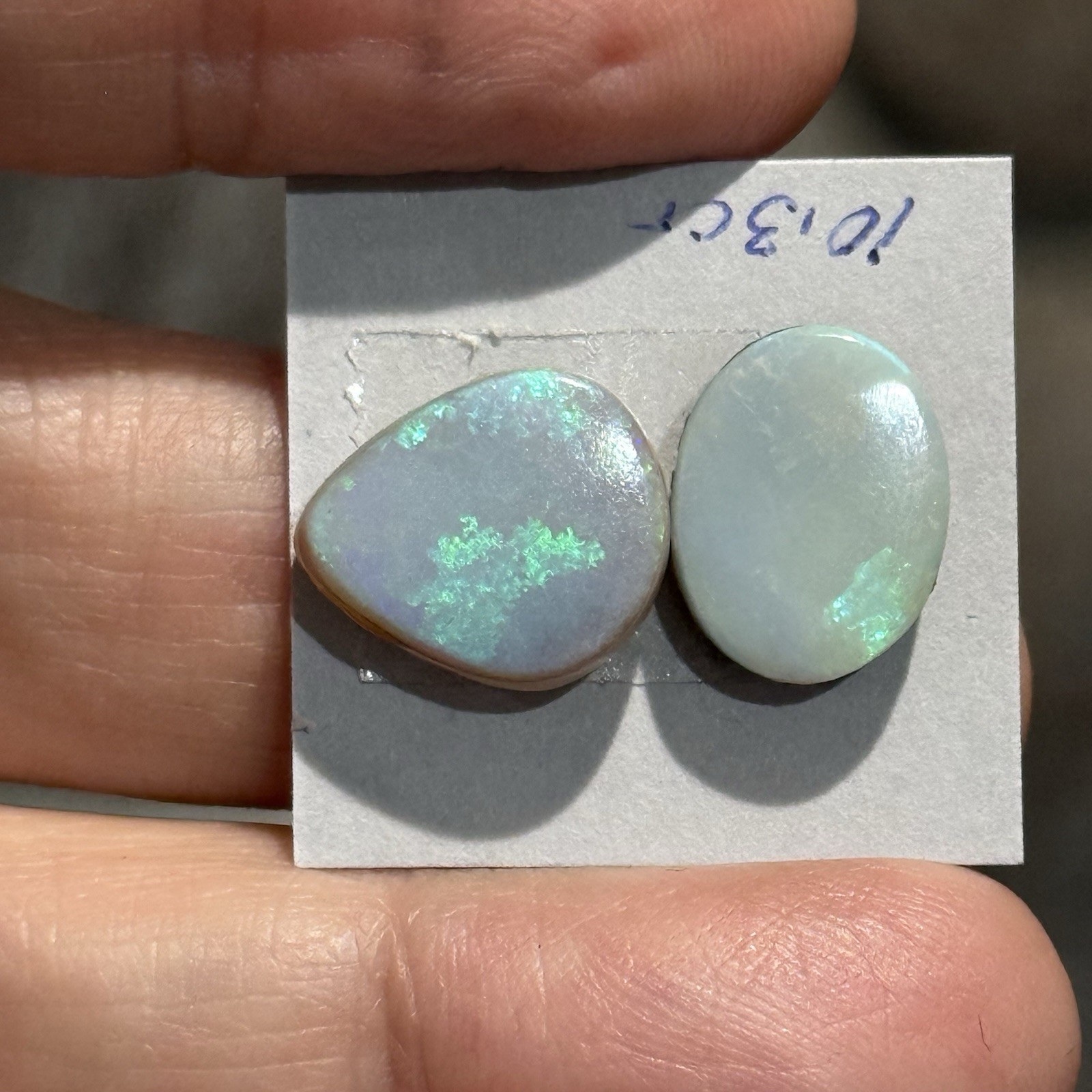 SALE 10.3ct 13x11mm 2 Pc Lot Gray Australian Doublet Opal Cabochon Gems
