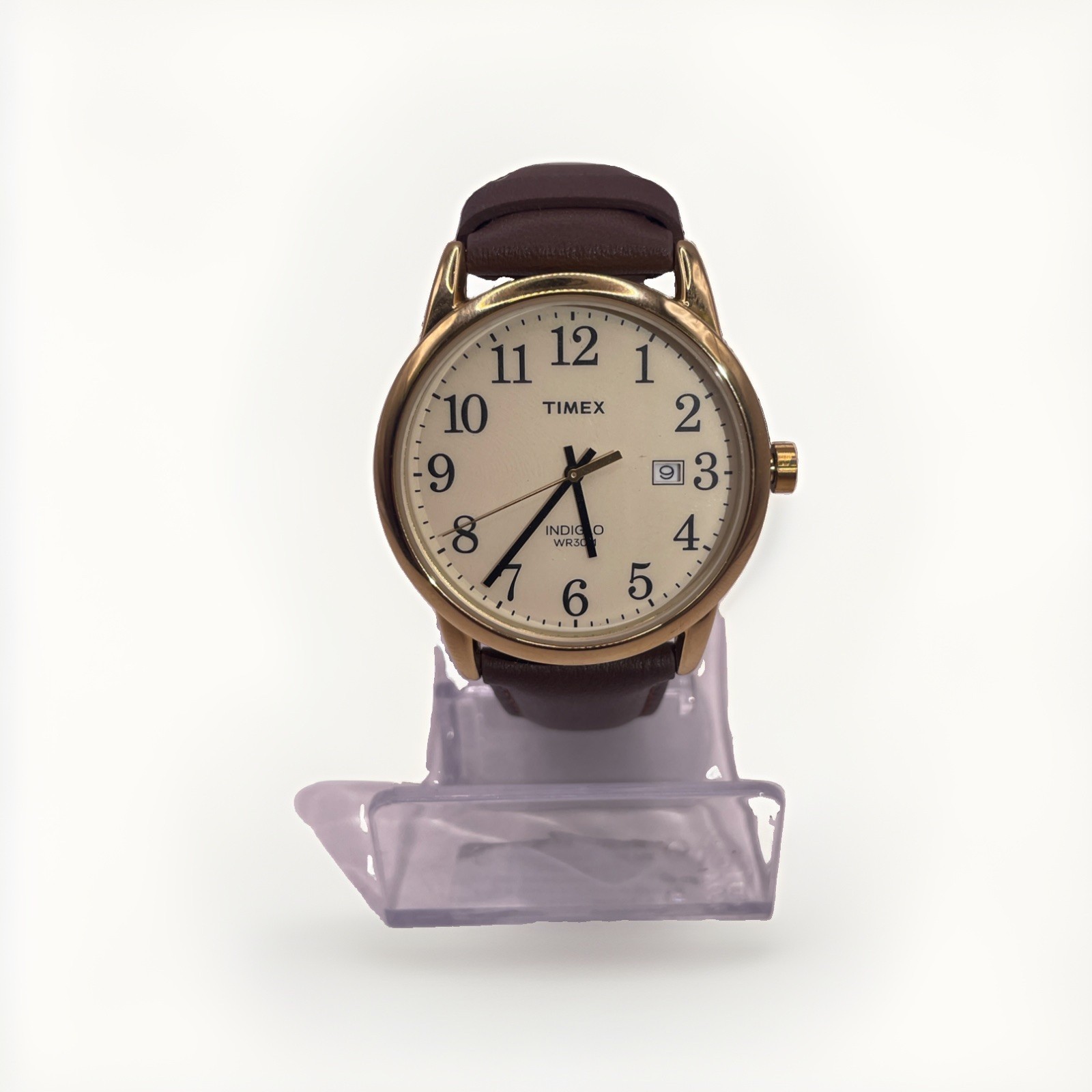 Timex TW2P75800, Men’s Easy Reader Brown Leather Watch, Indiglo, Date, No Box