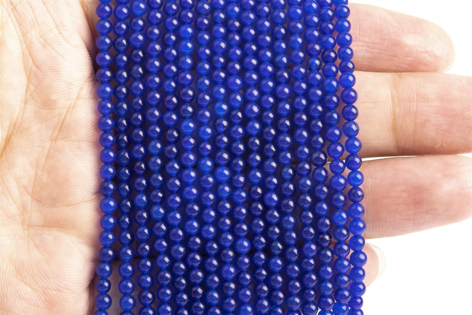 3MM Ocean Blue Jade Beads Grade AAA Round Gemstone Loose Beads 15″