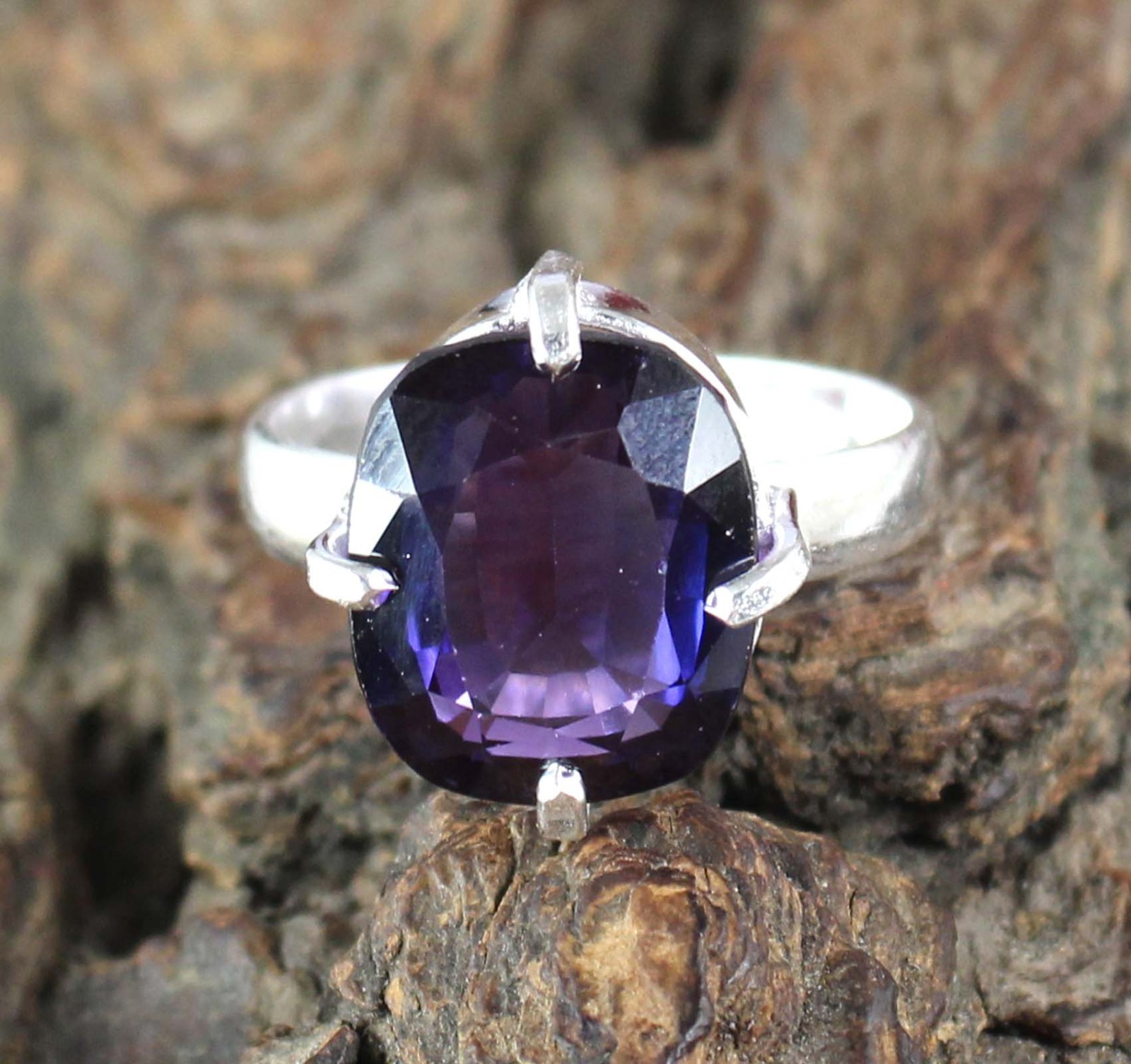 No Tariffs Natural 11.15 Ct Boysenberry Sapphire Cushion Gemstone Certified Ring