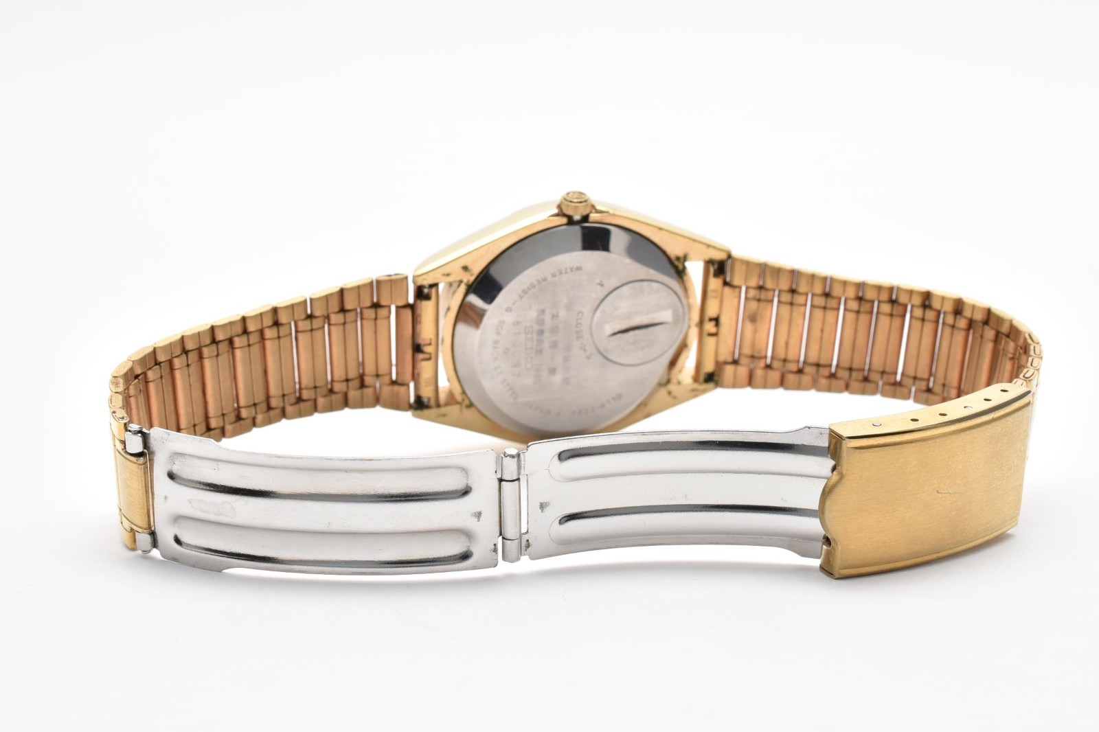 Vintage 1975 [ N MINT ] SEIKO King Quartz 4823-8110 Cream Dial Gold Watch JAPAN