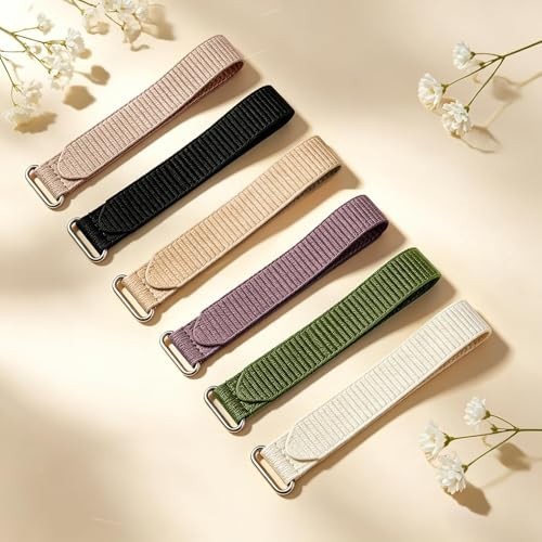 6 Pack Nylon Loop Wristband Compatible with Hume Band Replacement, Hook and Loop