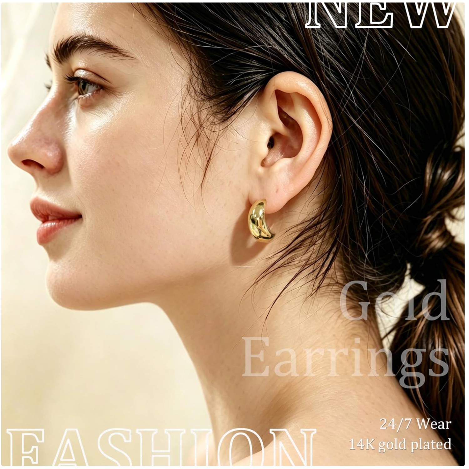 6 Pairs Women’s Gold Hoop Earrings Set – Gift Box Included