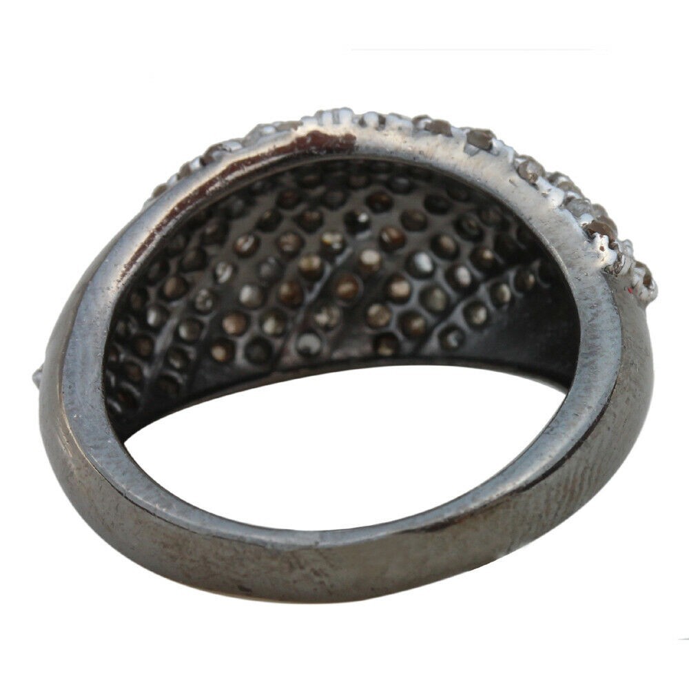 Genuine Vintage Pave Diamond Dome Ring in Sterling Silver 925 Unisex Ring
