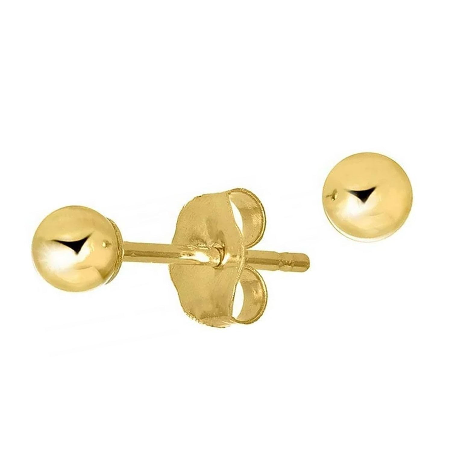 14k Yellow Gold Ball Stud Earrings – 2mm 3mm 4mm 5mm 6mm 7mm 8mm 10mm
