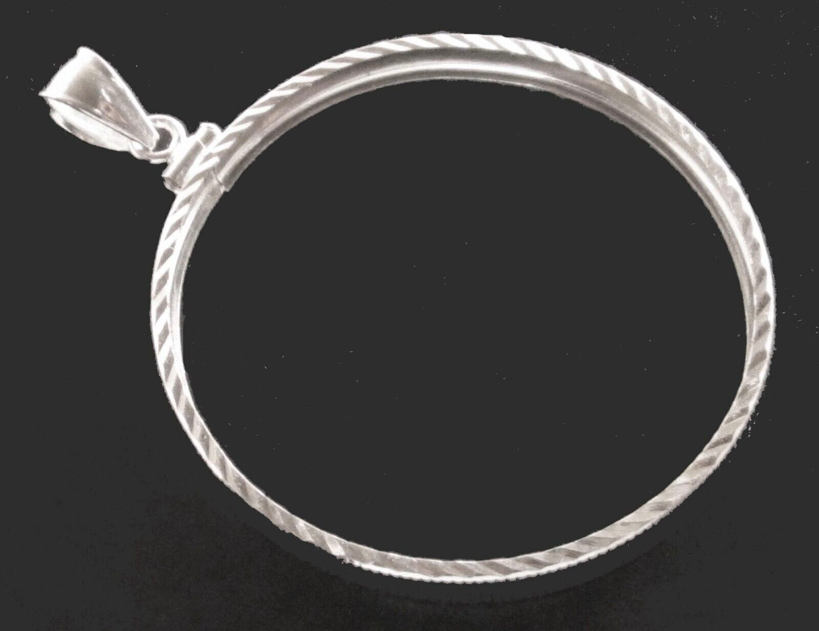 Coin Bezel One Ounce Silver Panda 40mm Diamond Cut Sterling Silver Soldered Bail
