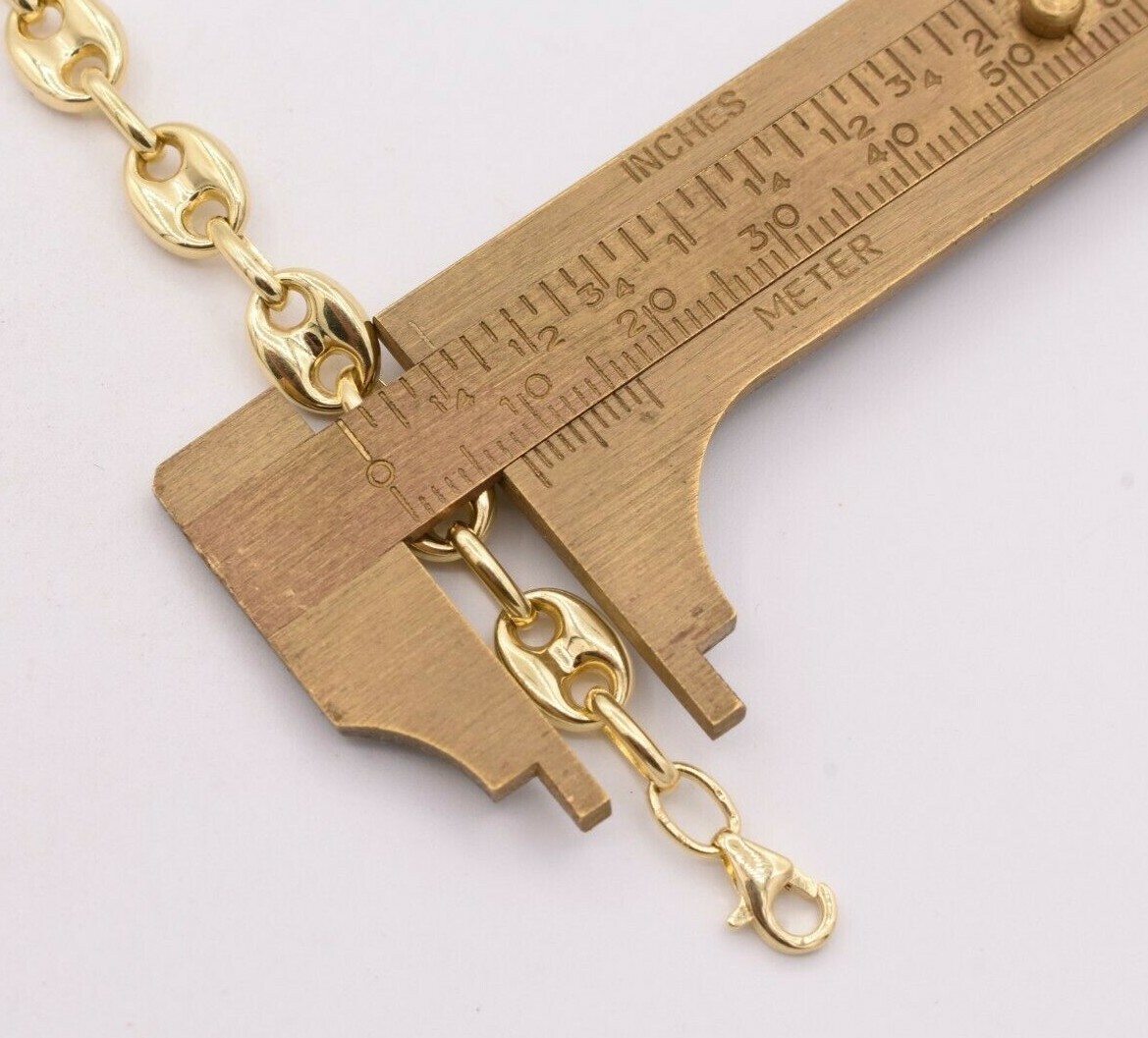 7.5mm Puffed Mariner Anchor Link Chain Bracelet Real 10K Yellow Gold