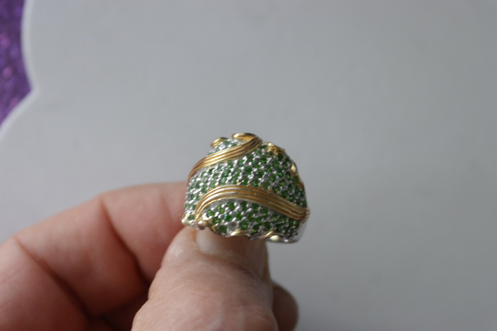 Elegant Round 1.5mm Top Rich Green Chrome Diopside 925 Sterling Silver Ring O1/2