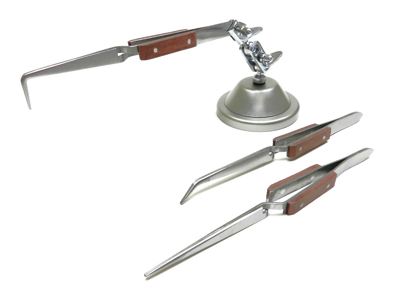 3rd Hand with 3 Fiber Grip Tweezers Cross Locking -Third Hand Base & Tweezer Set
