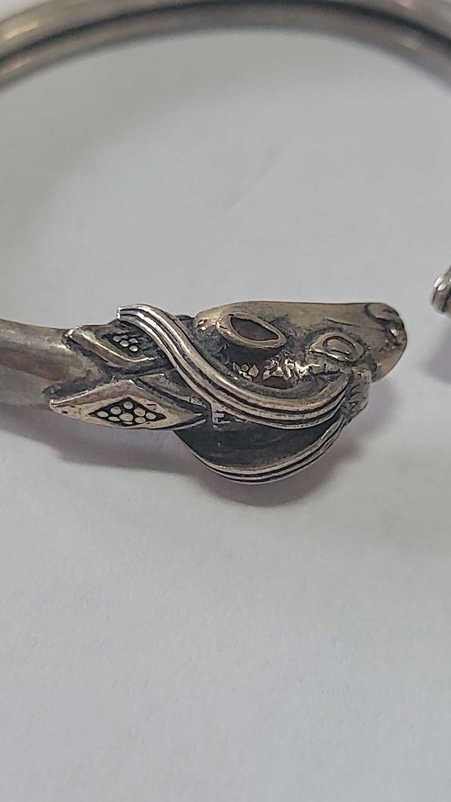 Silver Double Rams Head Cuff Bracelet Handmade Imported