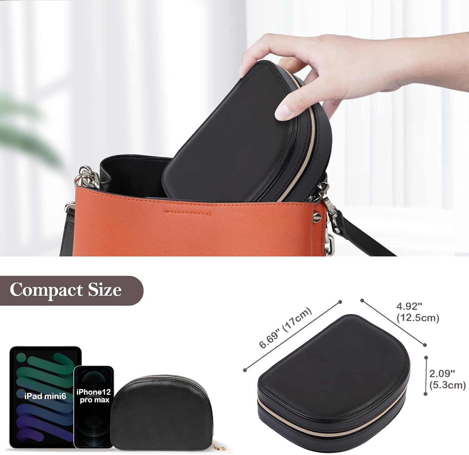 Travel Jewelry Box, 2-Layer PU Leather Organizer Case, Portable Seashell Design,
