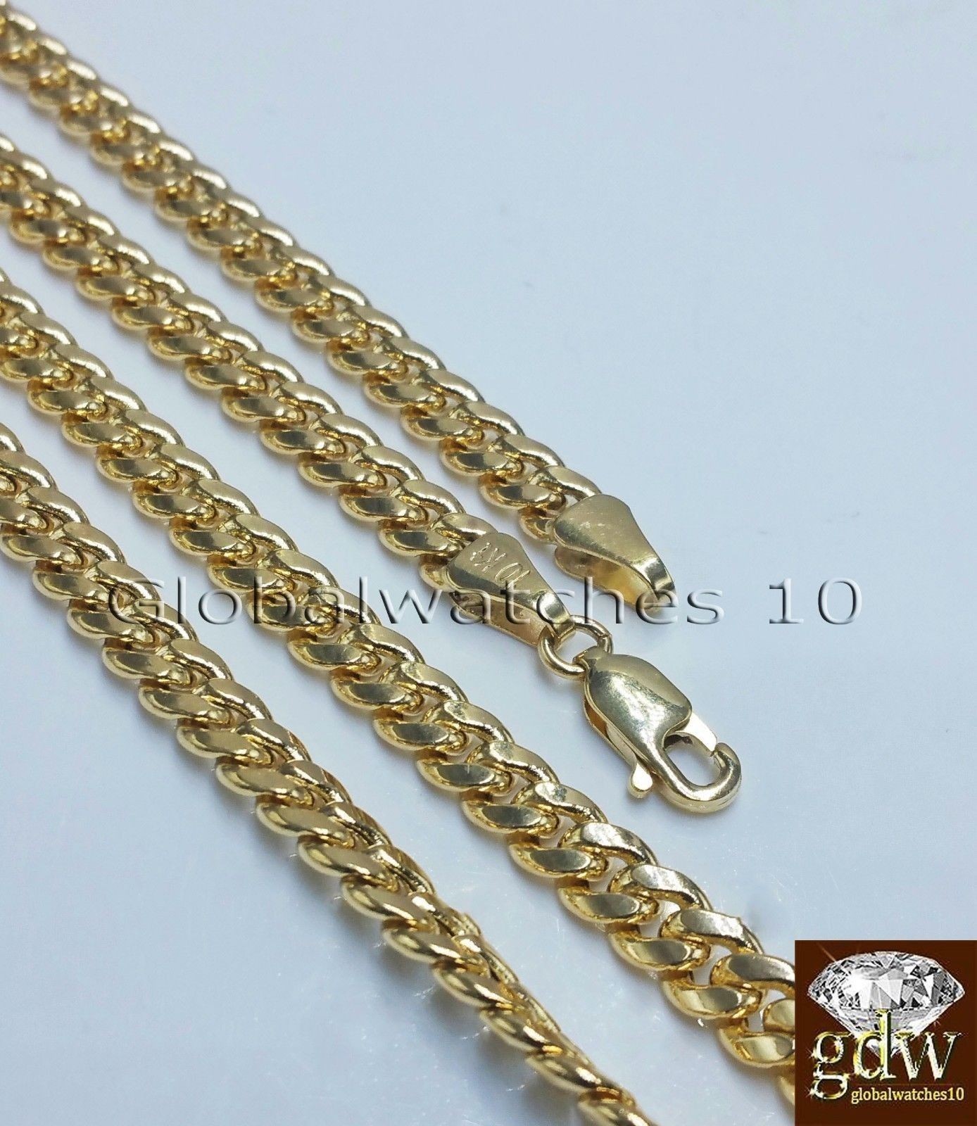 Real 10k Yellow Gold Head Charm Miami Cuban 24″ Chain Necklace