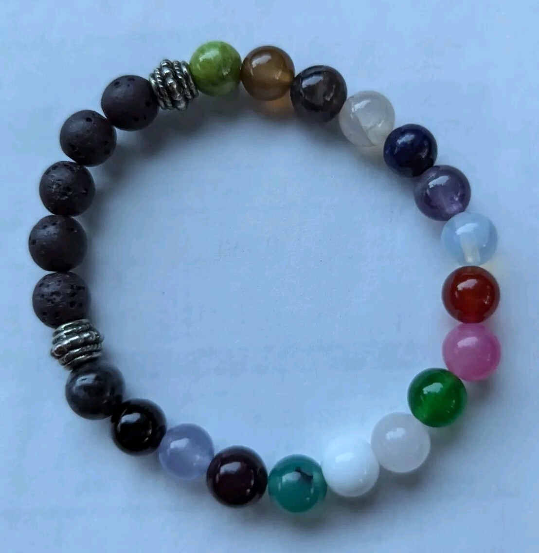 Mixed Gemstone 8mm Colorful Beaded Stretch Bracelet (16cm) Small Wrist