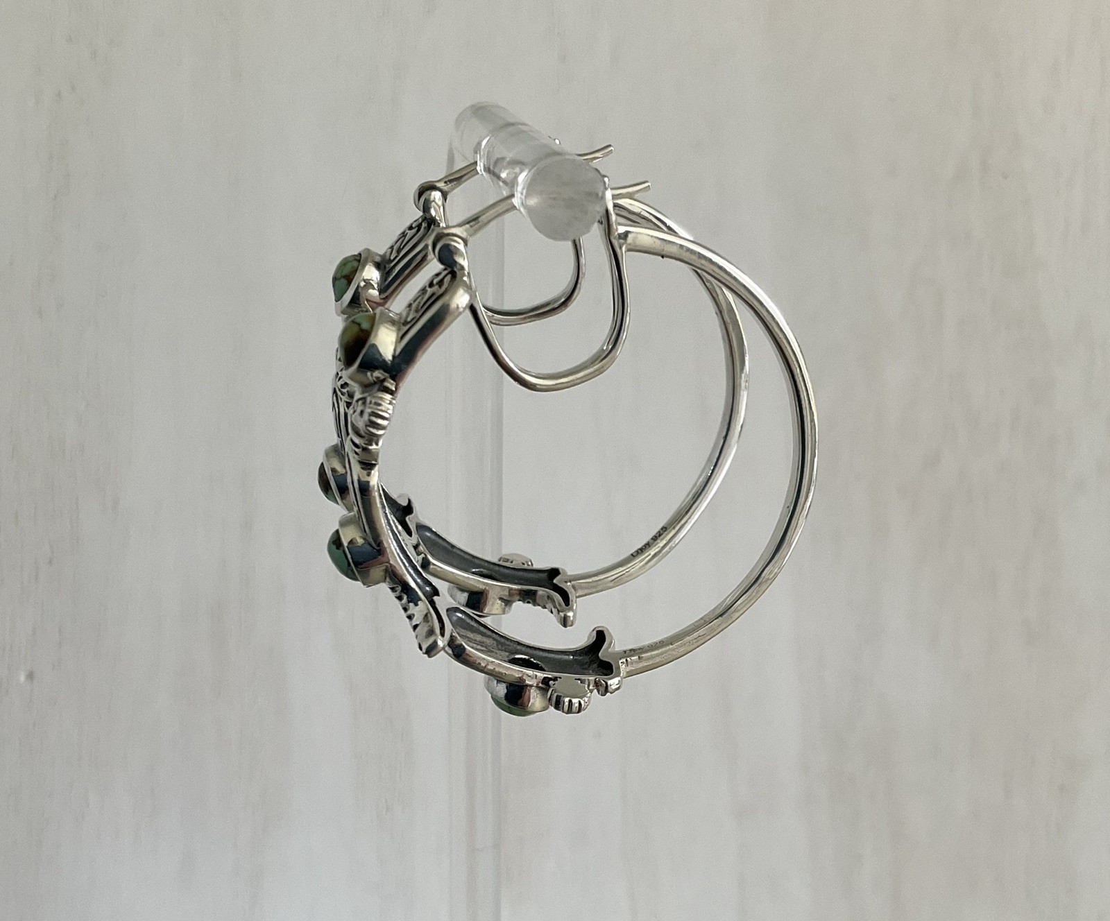Triple Cowgirl Boot & 2.0 CTW Turquoise 1.25″ Hoop Earrings 925 Sterling Silver