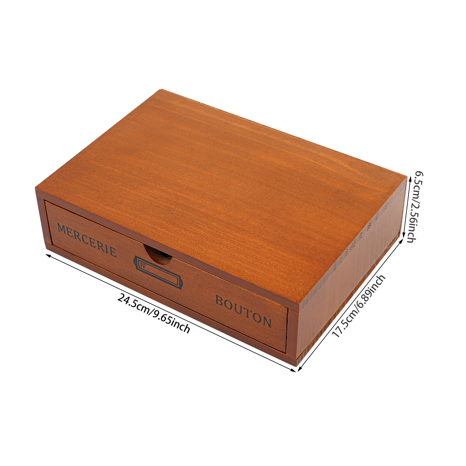 Single-Drawer Storage Box Table-Top Holder Case Wooden Desktop Jewelry Organizer