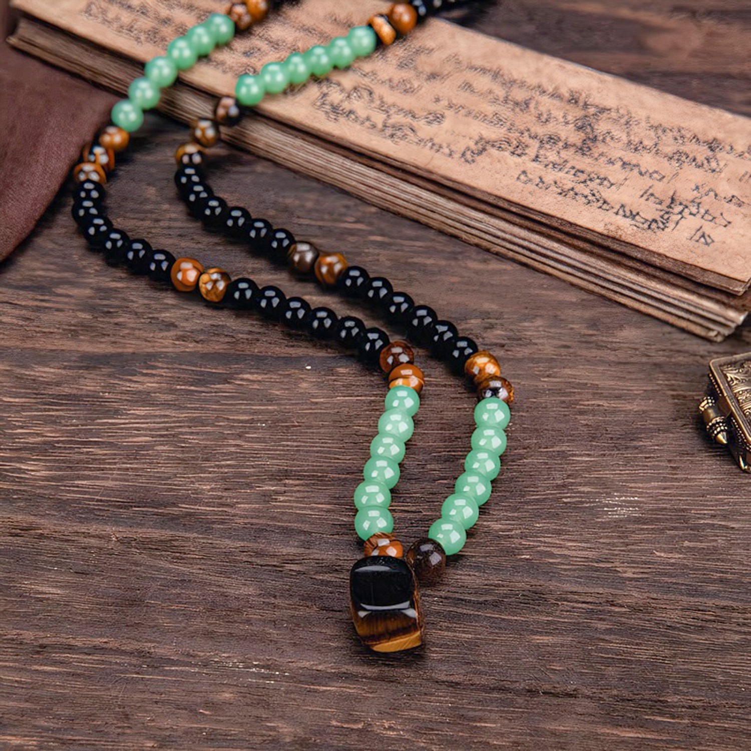 Luck Money Attraction Necklace & Tiger Eye Pendant for Women Men Friends Gifts