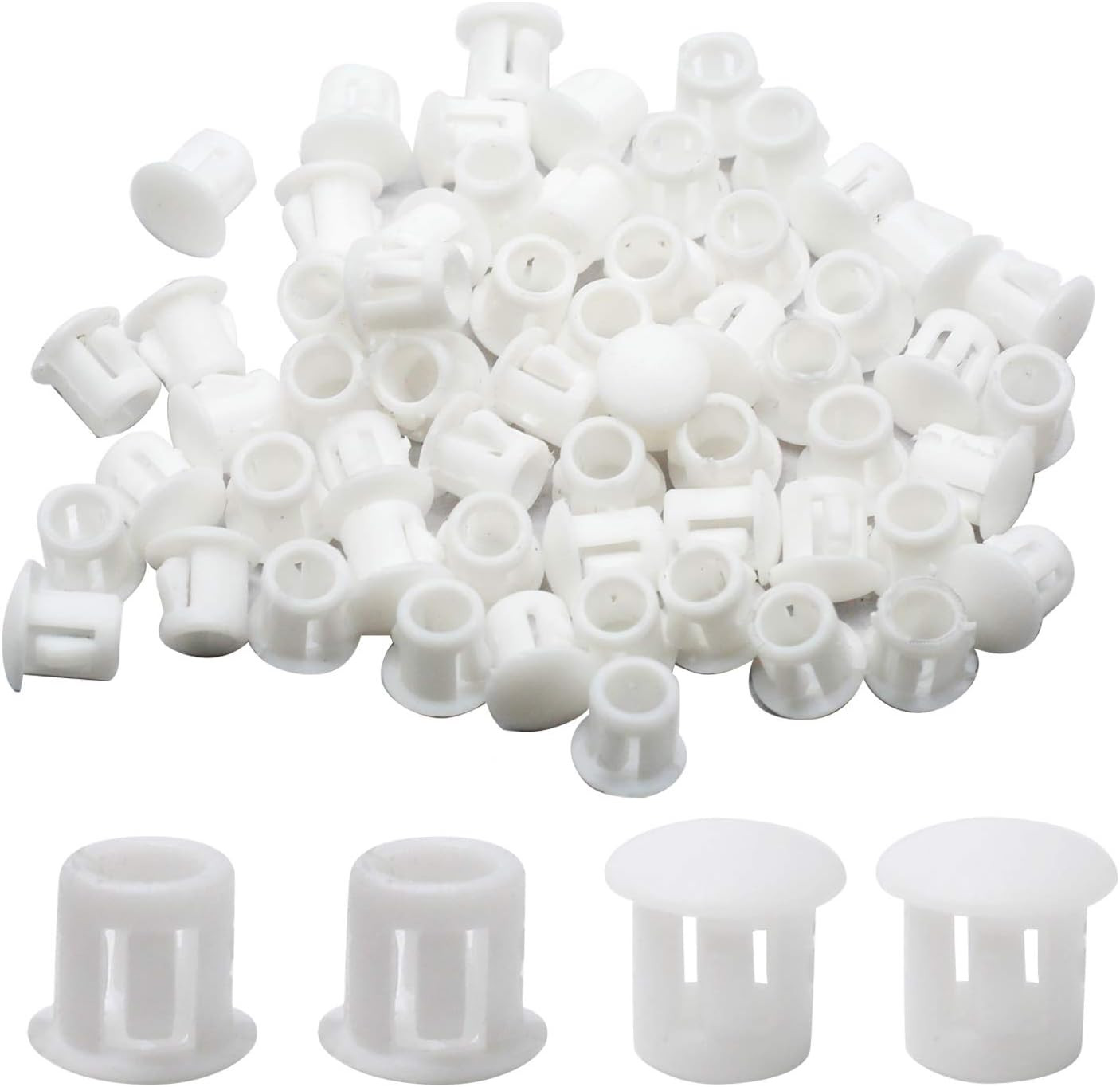 60PCS 6Mm (1/4″) White Hole Plugs Plastic Flush Type Hole Plugs Snap in Locking
