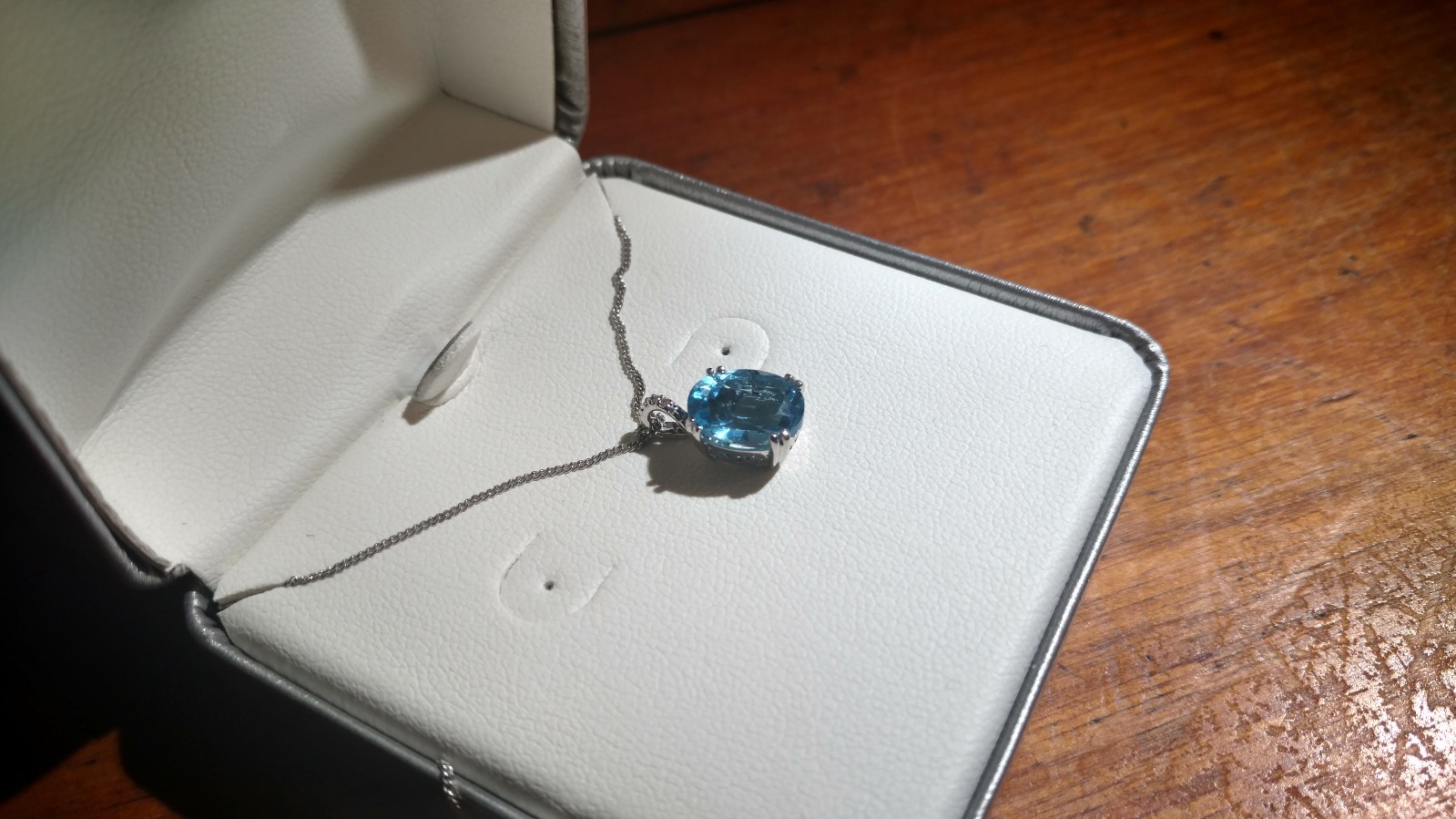 Blue Topaz Pendant 18″ with Diamond Accent $225 Retail