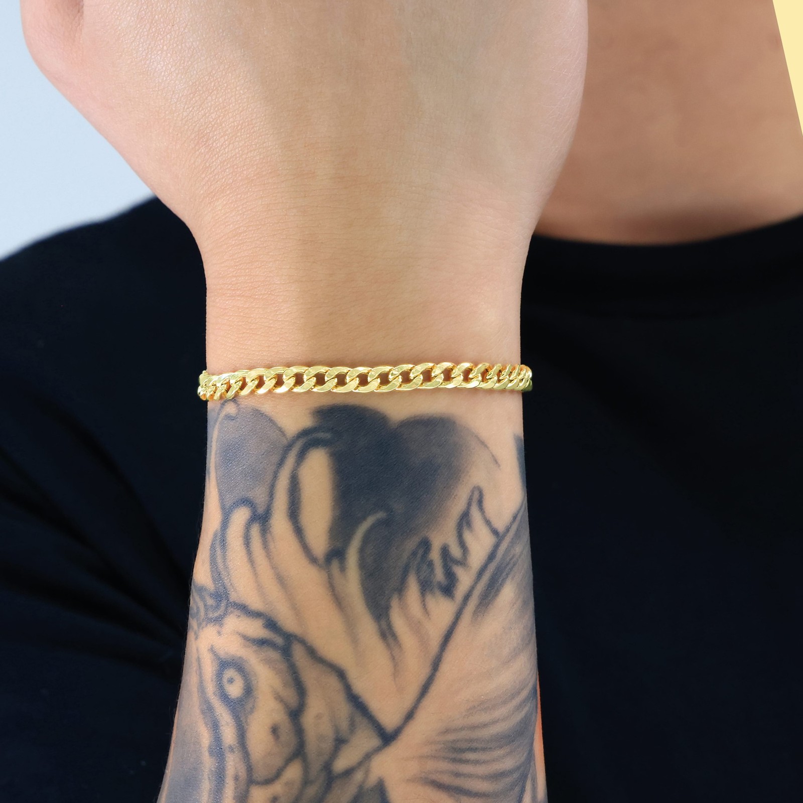10K Yellow Gold 5mm Miami Cuban Link Chain Bracelet Men Women 7″ 7.5″ 8″ 8.5″ 9″